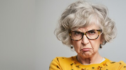 Angry belligerent senior woman looking at the camera