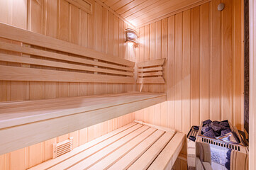 standard interior wooden bath, sauna, steam room