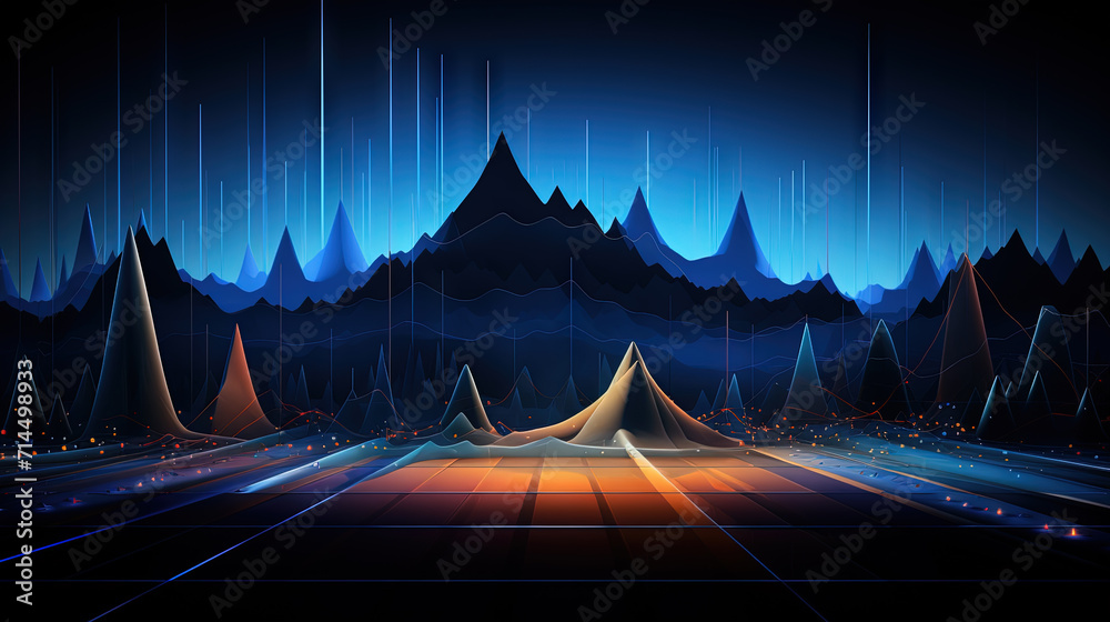 Aufkleber Abstract business graph in mountain style. Data connection concept element for business