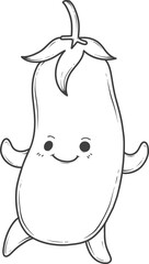 Cute cartoon eggplant line art