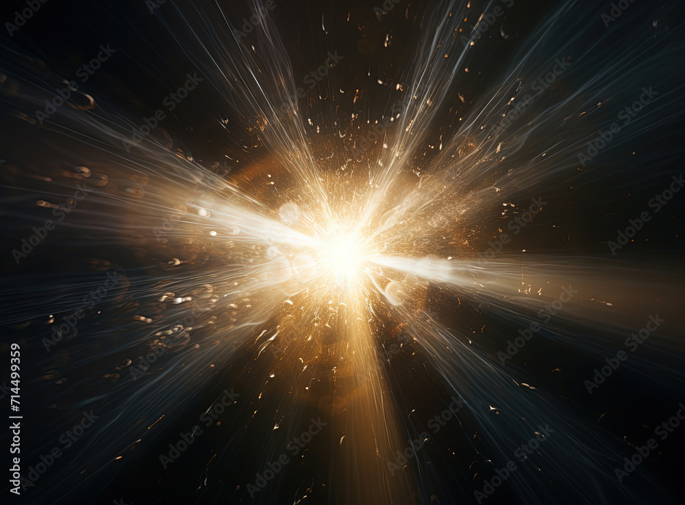 Poster sun flare with yellow rays and beams on dark background