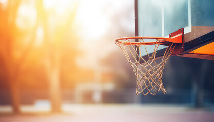 Basketball hoop at sunset