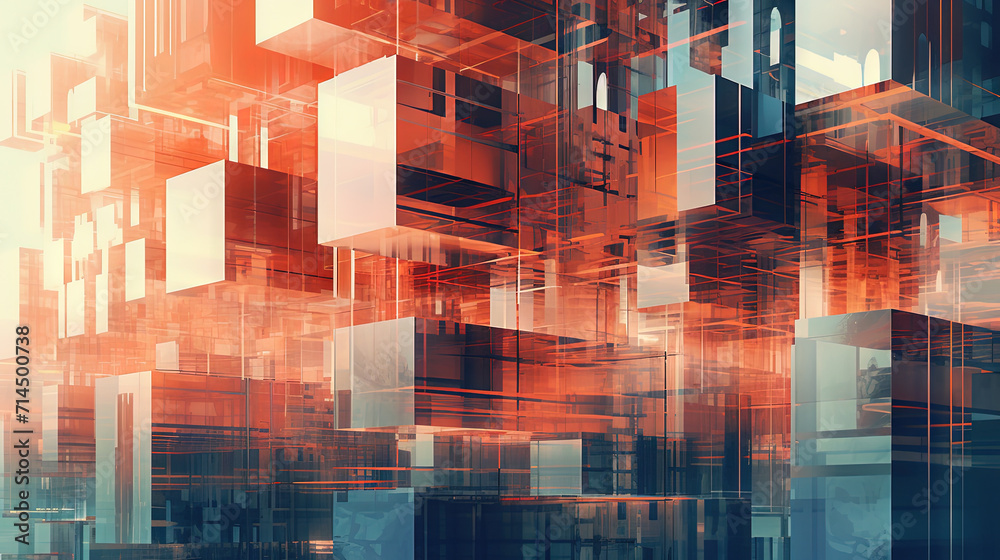 Poster Abstract background with structure of cubes. Colorful cubes texture for technology backdrop