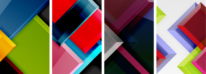Color glass glossy square composition poster set for wallpaper, business card, cover, poster, banner, brochure, header, website