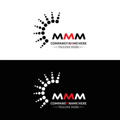 Fototapeta premium MMM logo. M M M design. White MMM letter. MMM, M M M letter logo design. Initial letter MMM linked circle uppercase monogram logo. M M M letter logo vector design. MMM letter logo design five style.