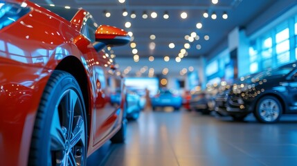 Close- up inside interior car showroom for sale and peoples, Realistic, realistic lighting, rule of thirds