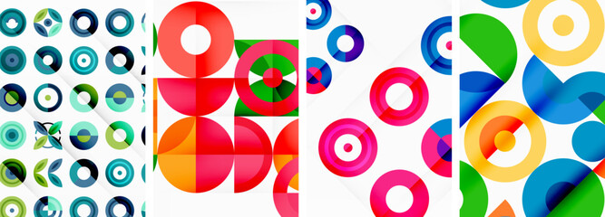 Circles and rings geometric backgrounds. Posters for wallpaper, business card, cover, poster, banner, brochure, header, website