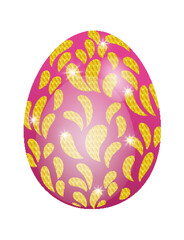 Digital png illustration of pink and yellow easter egg on transparent background