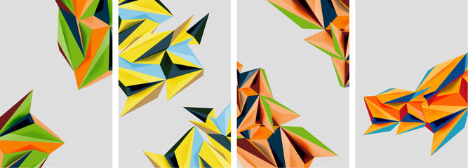 Triangle low poly mosaic posters. Vector illustration For Wallpaper, Banner, Background, Card, Book Illustration, landing page