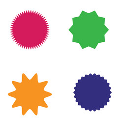  Set of vector starburst, sunburst badges. Different color. Simple flat style Vintage labels. Colored stickers 8 0 9 0