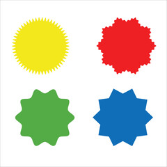 Set of vector starburst, sunburst badges. Different color. Simple flat style Vintage labels. Colored stickers 2 31