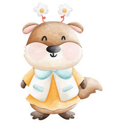 Seasonal Wildlife Art, Celebrate Groundhog Day with Cute Watercolor Clipart