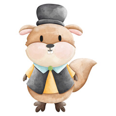 Naklejka premium Charming Woodchuck Art, Groundhog Day Celebration in Watercolor Clipart