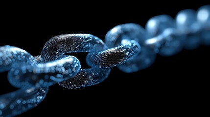 Digital Blockchain Links in a Chain on a Black Background