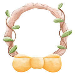 Spring Delight, Watercolor Bow Wreath, Cute and Whimsical Floral Clipart