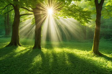 Fototapeta na wymiar 日の光を浴びる新緑、自然