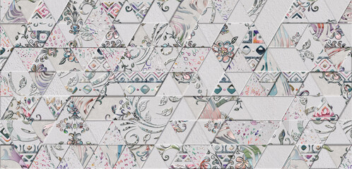 geometric decorative 3d structure wallpaper pattern, digital amazing background, ceramic tile, carpet, cover, interior.