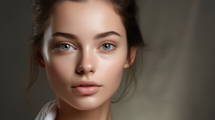 Naklejka premium Portrait of beautiful young woman with professional make-up and perfect skin