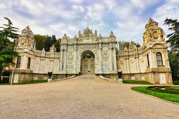 The Imperial Entrance Gate of the Dolmabahce Palace, built in 1856 as a imperial palace for the last of the Ottoman sultans in Istanbul, Turkey