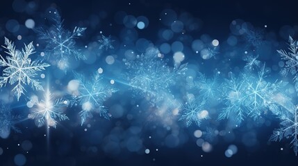 Fototapeta na wymiar Winter background with abstract snowflakes bokeh effect New Year Christmas background