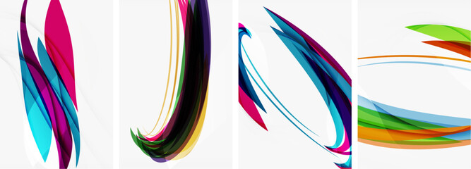 Colorful wave lines poster set for wallpaper, business card, cover, poster, banner, brochure, header, website