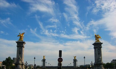Pont Alexandre III bridge under the blue sky in summer in Paris, France