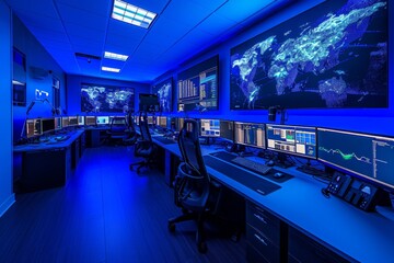 Obraz premium Global cybersecurity operations center