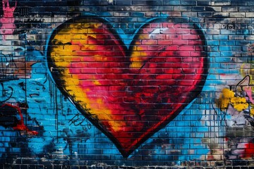 Vibrant street art graffiti of a heart