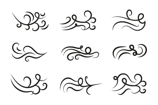 Vintage Filigree Swirls, calligraphy Tattoo style Decorative Elements, Text Ornaments curly line swings swashes, Flourishes Swirls Elegant ornate, flourish Swirl ornament stroke, scroll design