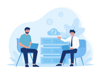 Obraz premium concept of people backing up data concept flat illustration