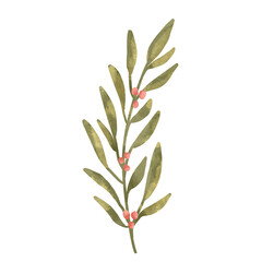 Green leaf watercolor summer illustration