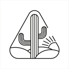 illustration of desert, cactus and sun