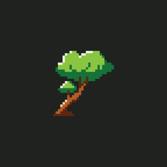 Fototapeta premium this tree icon in pixel art with simple color and black background ,this item good for presentations, stickers, icons, t shirt design,game asset,logo and your project.