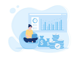 financial budget planning modern flat concept for web banner design female analyst financial studies concept flat illustration