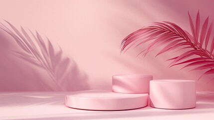 Pink background for product presentation with cylinders