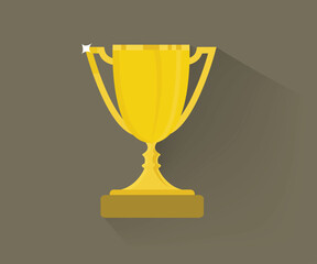 Trophy Cup Flat Icon with Long Shadow