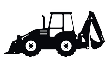 Naklejka premium Backhoe loader. Construction machinery. Special equipment. Vector illustration.