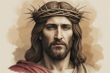 Fototapeta premium Jesus wearing a crown of thorns