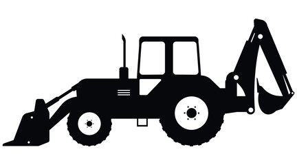 Backhoe loader. Construction machinery. Special equipment. Vector illustration.