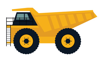 Dump truck icon. Large haul truck side. Vector illustration.