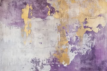 Papier Peint photo Vieux mur texturé sale Grunge Background Texture in the Colors Lavender, Cream White & Gold created with Generative AI Technology