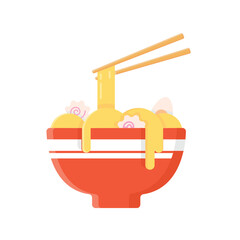 Illustration vector of ramen noodle japanese food illustration flat Design style isolated white background