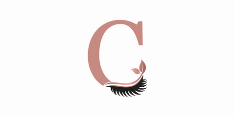 beauty eyelash logo desgin with letter c consept premium vektor