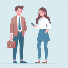 Fototapeta na wymiar vector character of a man and woman are talking simple and minimalist flat design style