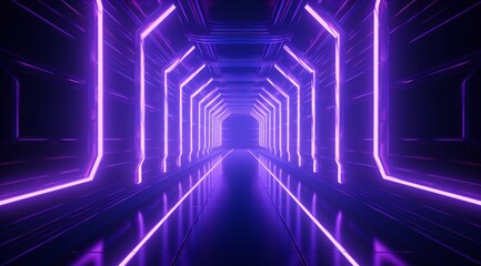 Fototapeta premium neon tunnel in the dark with blue and pink neon lights