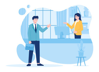  team co-working space concept flat illustration