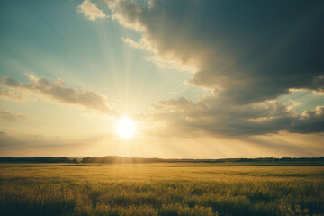 Fototapeta premium Beautiful summer sky with sunbeams