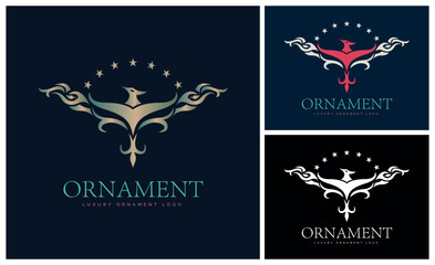 Fototapeta na wymiar phoenix bird star ornament logo design template for brand or company and other