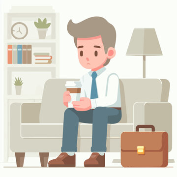 vector character of a people are sitting drinking coffee simple and minimalist flat design style
