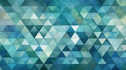 Fototapeta premium A geometric pattern of triangles in shades of blue and green creating a soothing effect